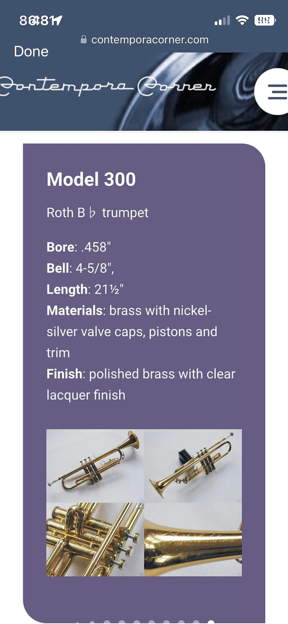 Roth-Reynolds Model 300 Bb Trumpet (1959) SN 59829